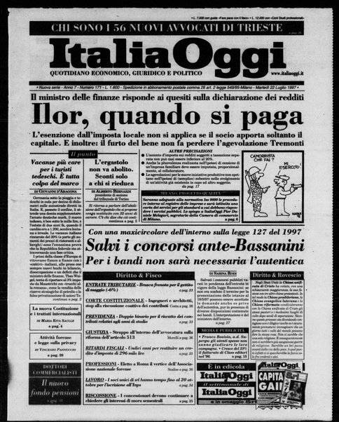 Italia oggi : quotidiano di economia finanza e politica